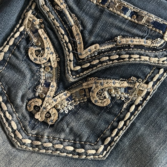 Grace in LA Light Blue Boot Cut Jeans with Embellished Pockets - Picture 3 of 7